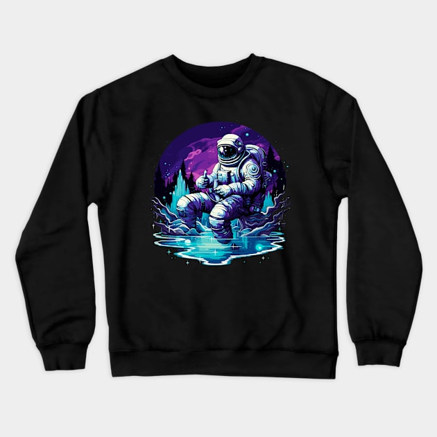 astronaut sitting on a planet and thumb up Crewneck Sweatshirt by legend